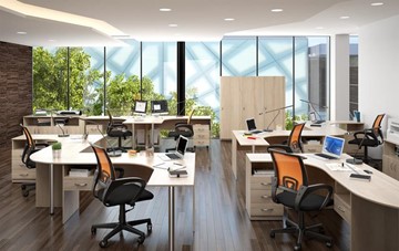 Комплект офисной мебели SIMPLE с эргономичными столами и тумбами в Смоленске - предосмотр 3
